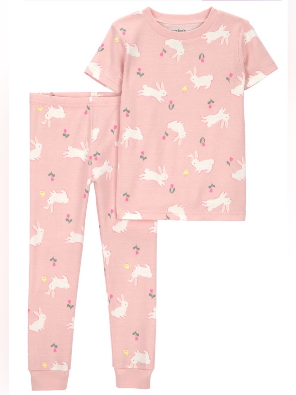 Carters 18M Pink Pajama Set Bunny Boho Cotton Comfy Soft Lightweight Essential